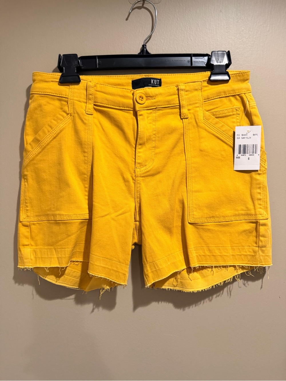 Kut from the Kloth Bright Yellow Utility Cargo Shorts